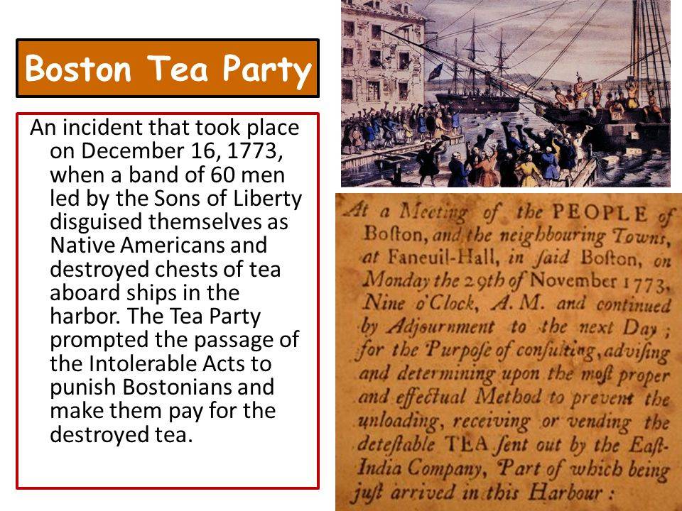 Бостонское чаепитие: дата, причины и последствия