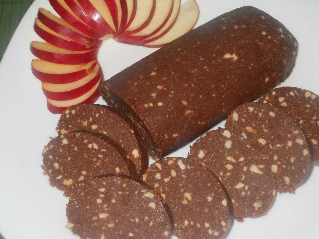 Шоколадная колбаска из печенья и какао [рецепты пошагово]