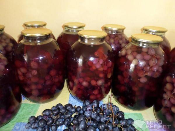 Виноградные компоты: подробные рецепты на 3-литровую банку